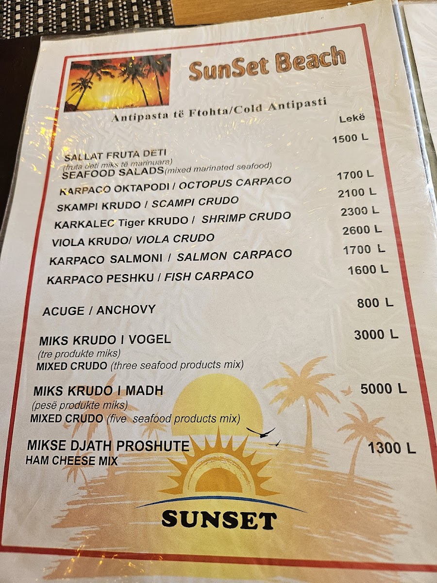 Menu Bar Pizzeria Sunset-1