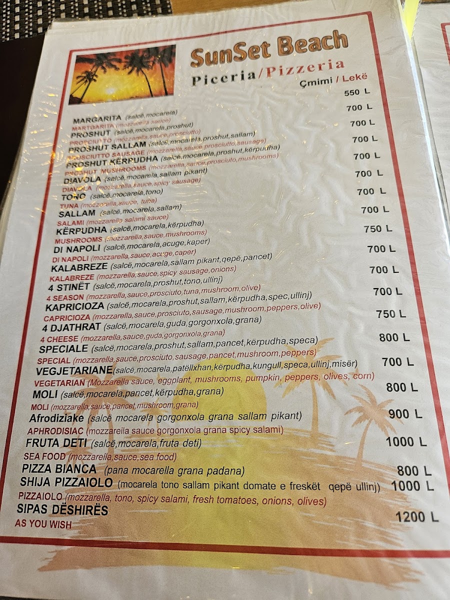 Menu Bar Pizzeria Sunset-2
